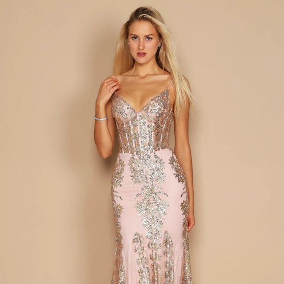 Dylan & Davids Fitted Corset Long Formal Prom Dress - Picture 1 of 3
